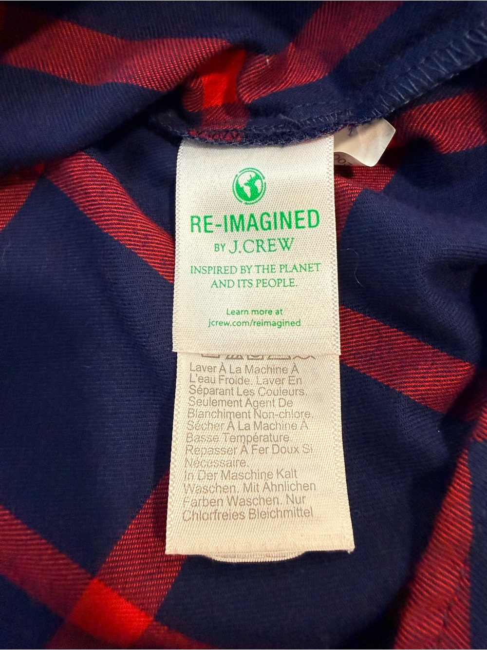 J.Crew Plaid Button Down Shirt Navy Red Windowpane Cotton Small - Picture 8 of 10